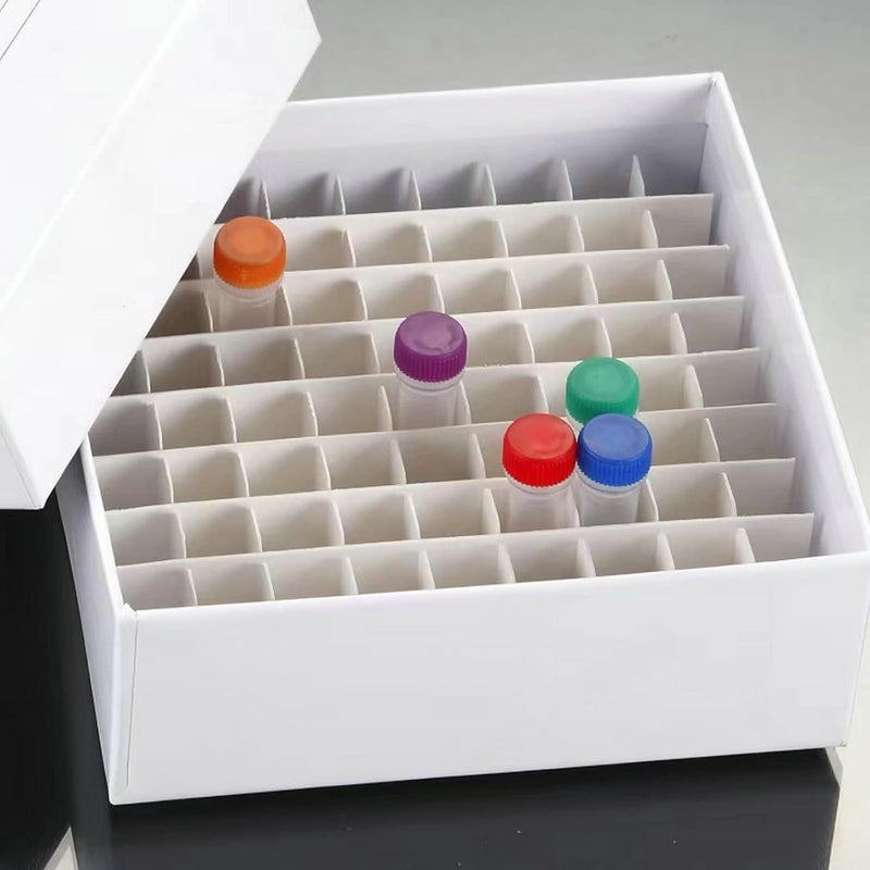 Scienfocus lab Cardboard Freezer Box - White/81 Place,Water and Ice Resistant Coating,For storing 1.5-2.0 mL cryovials(Pack of 6) - Image 2
